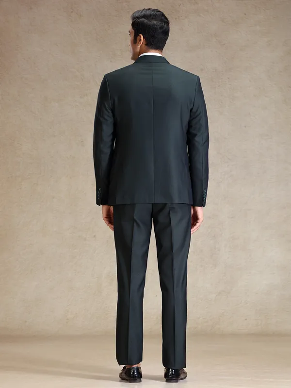 Green terry rayon notch lapel textured coat suit