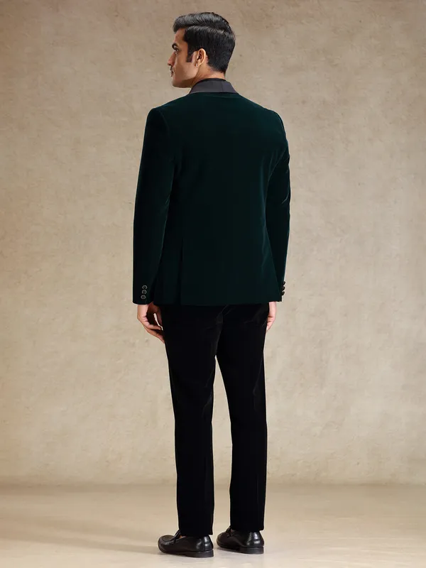 Green velvet 5 pcs tuxedo suit for party