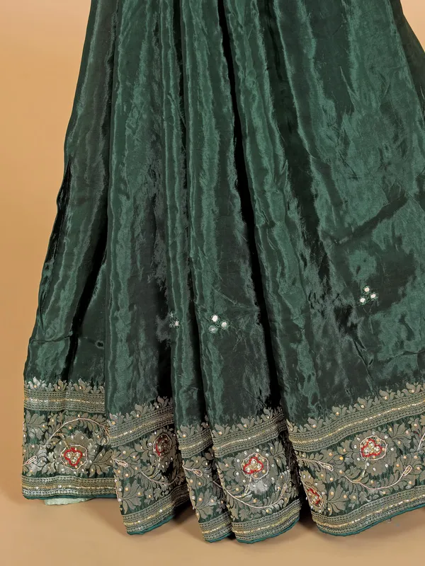 Green wedding silk saree with zari work