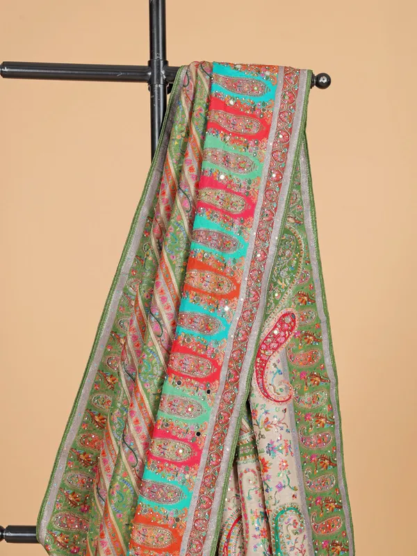 Green wedding wear silk saree with zari weaving