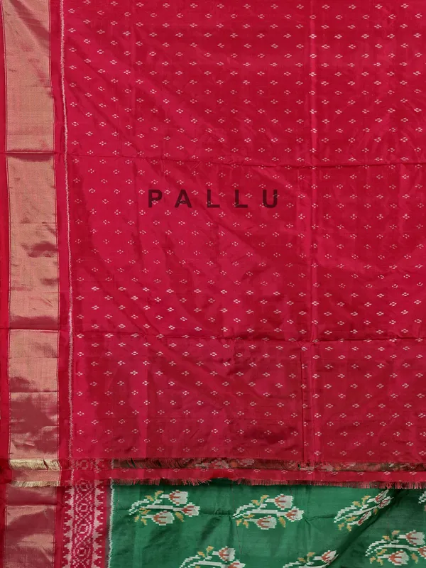 Green zari weaving patola silk saree for mehendi ceremony