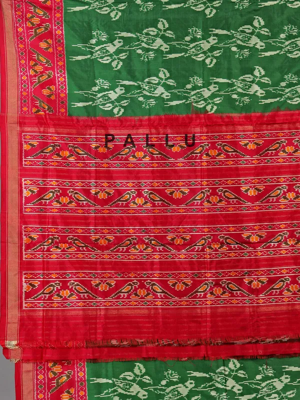 Green zari weaving patola silk saree for mehendi festivities