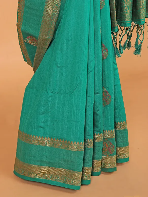 Green zari weaving silk saree for festive