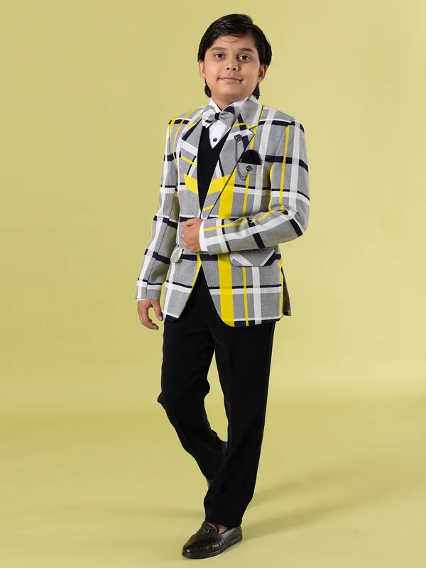 Grey and black coat suit with matching pant