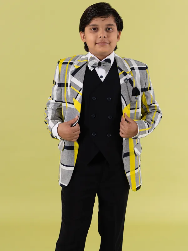 Grey and black coat suit with matching pant