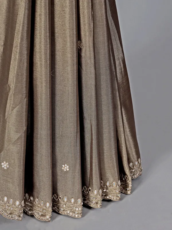 Grey and gold tissue silk saree