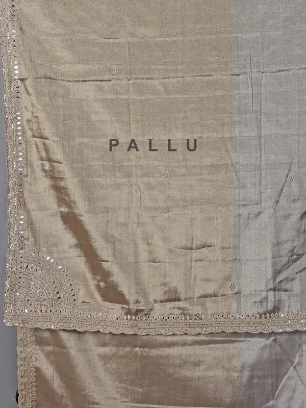 Grey and gold tissue silk saree