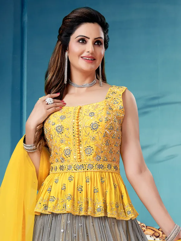 Attractive yellow georgette lehenga choli