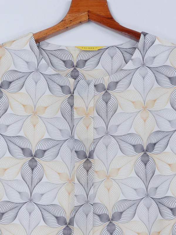 Grey and yellow georgette printed top