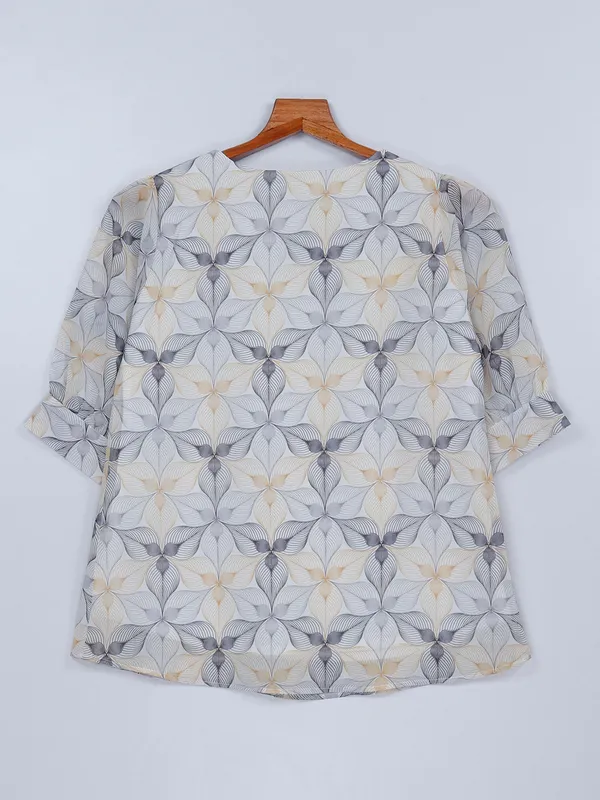 Grey and yellow georgette printed top