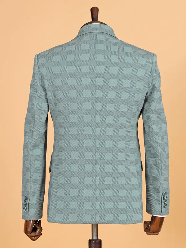 Grey checks terry rayon blazer for mens