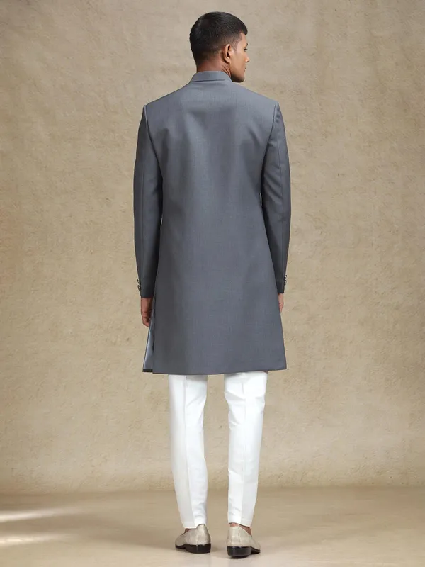 Grey classic indo western in terry rayon