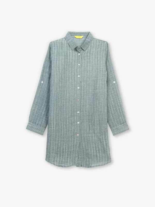 Grey cotton checks shirt for casual