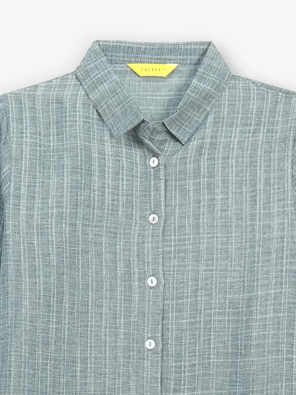 Grey cotton checks shirt for casual
