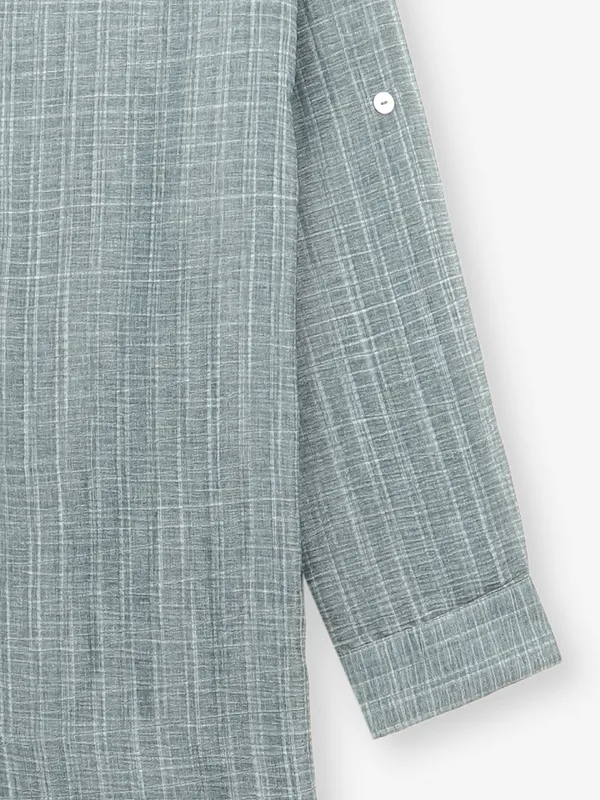 Grey cotton checks shirt for casual