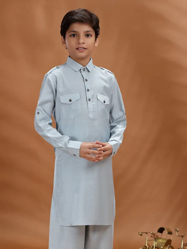 Grey cotton kurta ideal for ethnic outfits