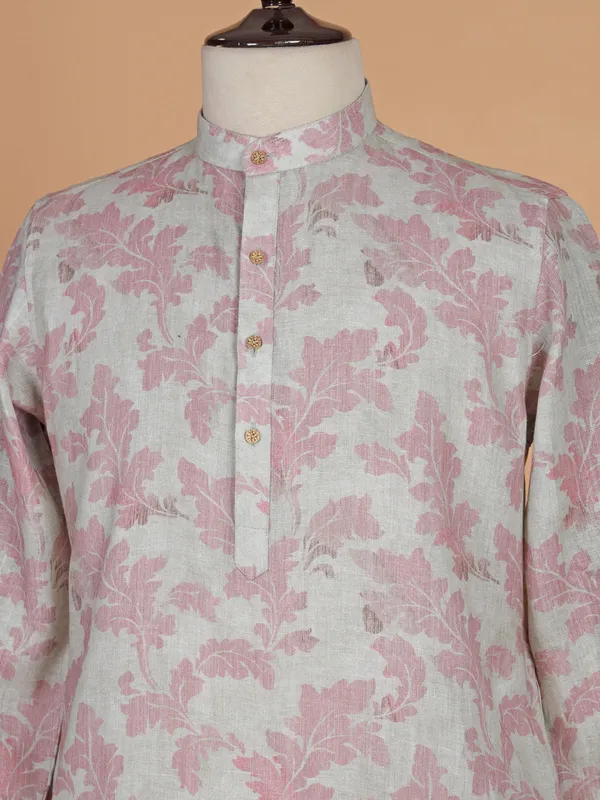 Grey cotton kurta with print