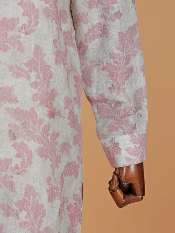 Grey cotton kurta with print