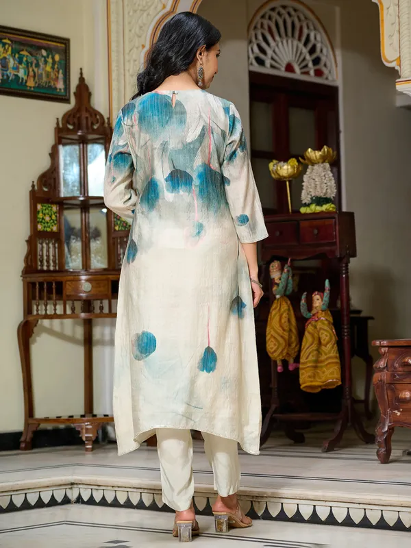 Grey cotton silk kurti set with dupatta