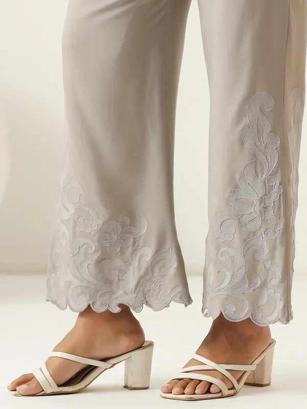 Grey cotton thred worked co ord set