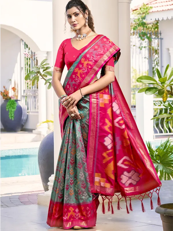 Grey elegance silk saree for celebrations