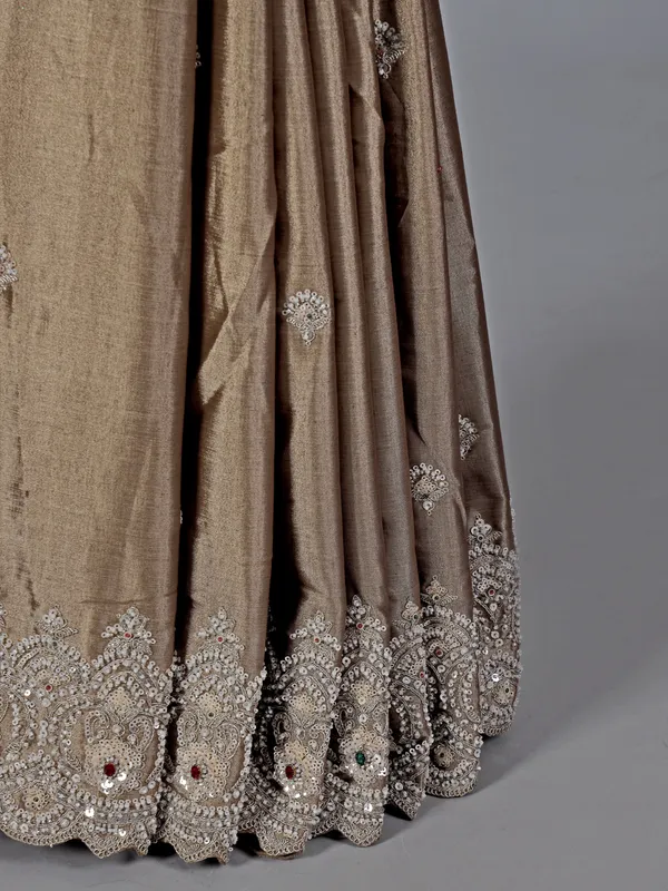Grey embellished tissue silk saree