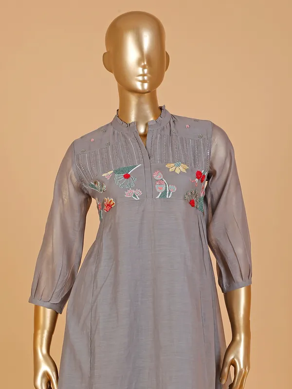 Grey embroidery cotton co ord set