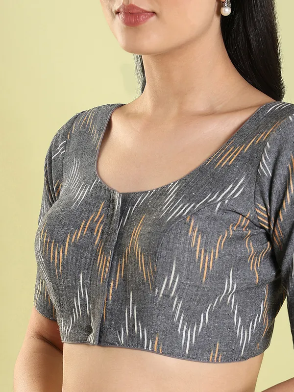 Grey geometric printed blouse