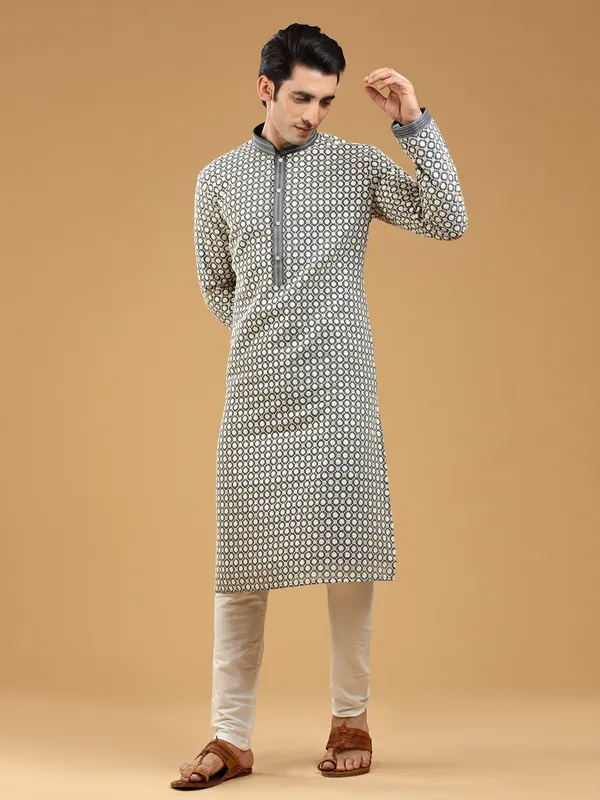 Grey georgette  Men Kurta pajama for festive