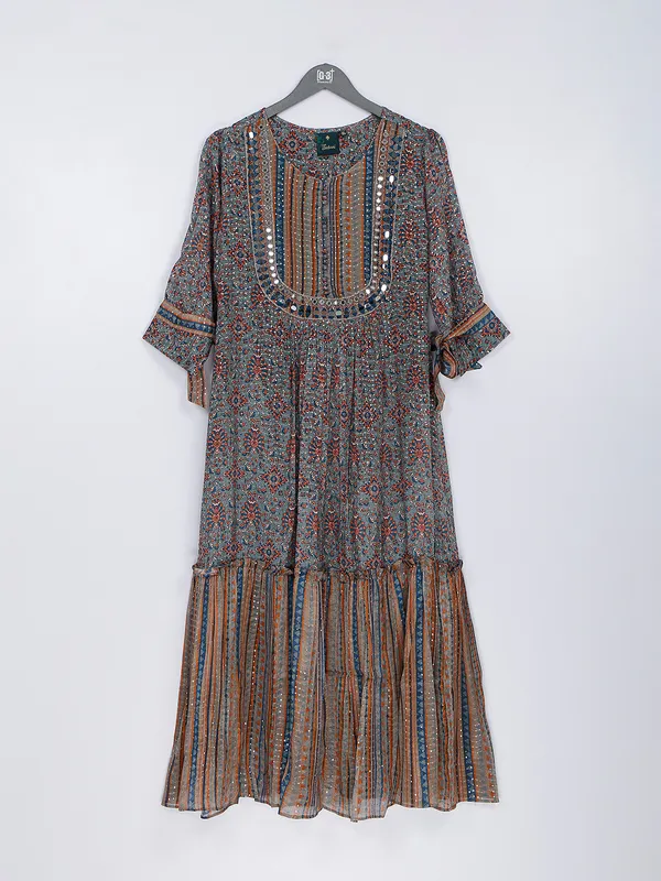 Grey georgette printed kurti