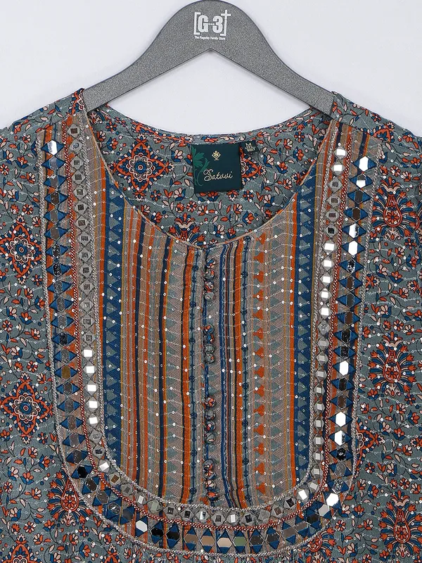 Grey georgette printed kurti