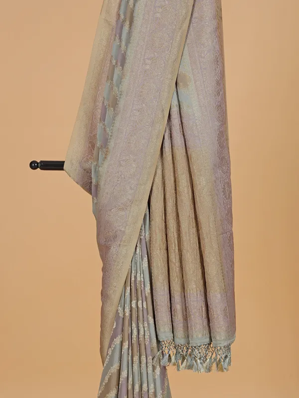Grey georgette printed saree for wedding wear