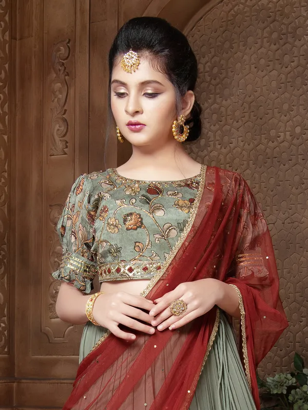 Grey georgette printed wedding lehenga choli