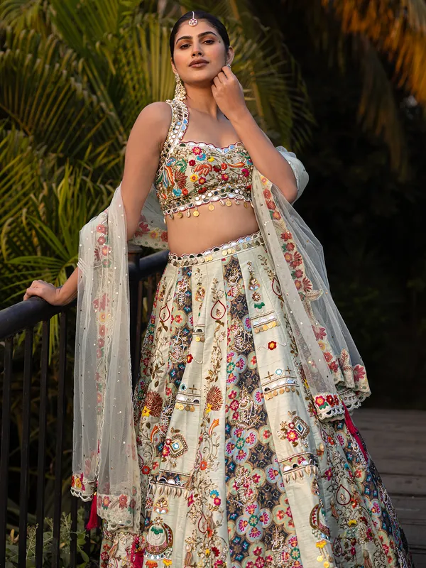 Grey lahenga choli in premium work