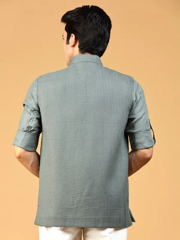 Grey linen waistcoat with shirt