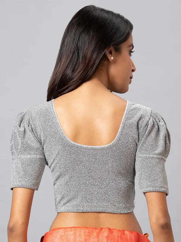 Grey lycra cotton ready made blouse