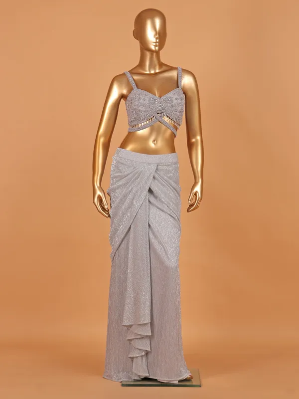 Grey lycra designer suit for party