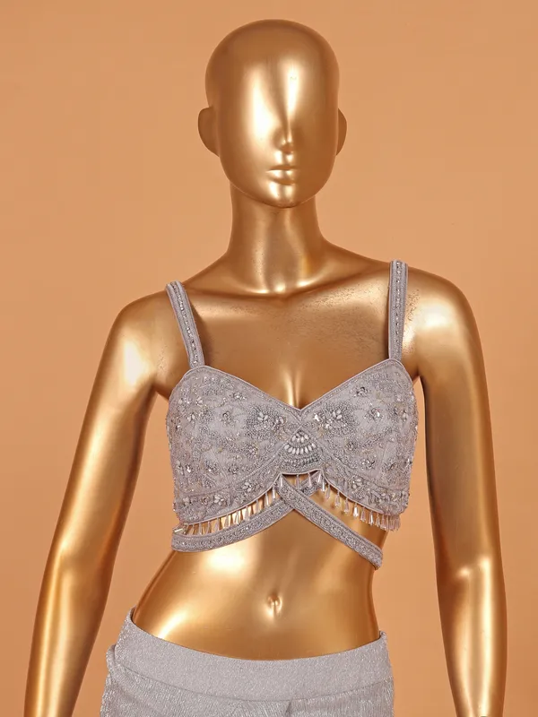 Grey lycra designer suit for party
