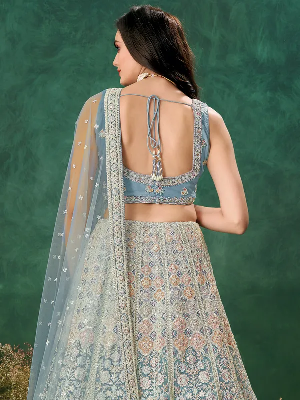 Grey net reception ready lehenga choli