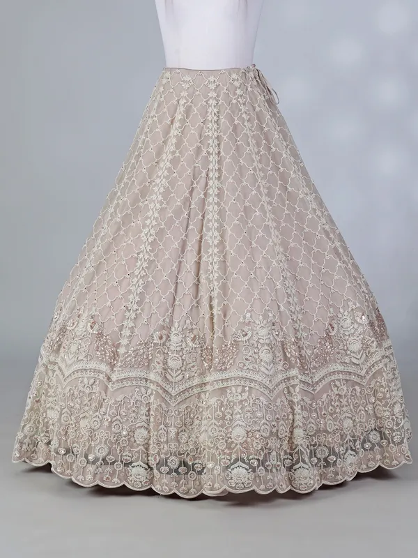 Grey net sequin and cutdana lehenga choli for wedding wear