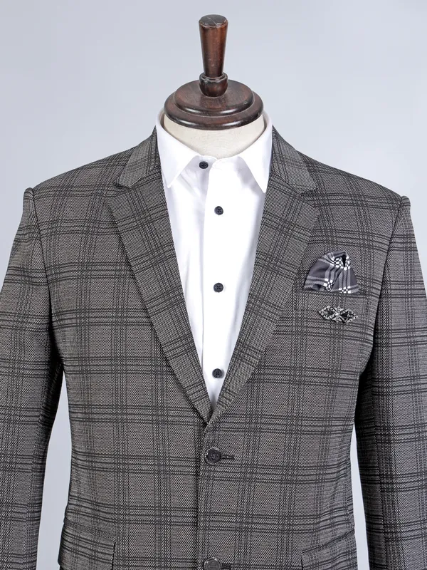 Grey party wear cotton textured blazer