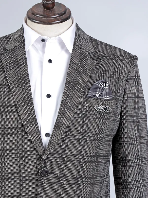 Grey party wear cotton textured blazer