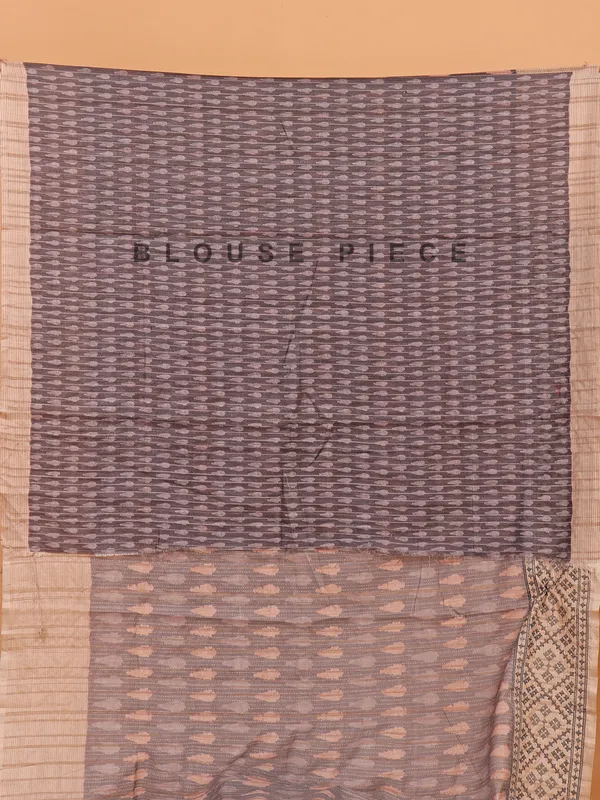 Grey printed cotton saree for festival