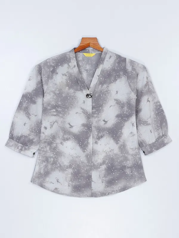 Grey printed georgette top