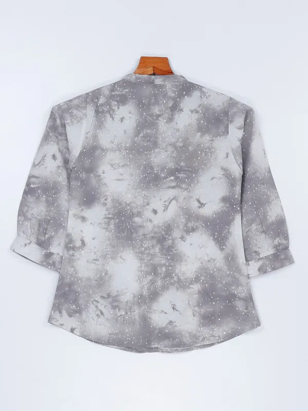 Grey printed georgette top