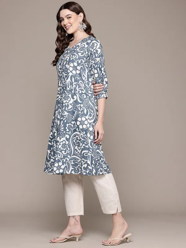Grey printed kurti set for women