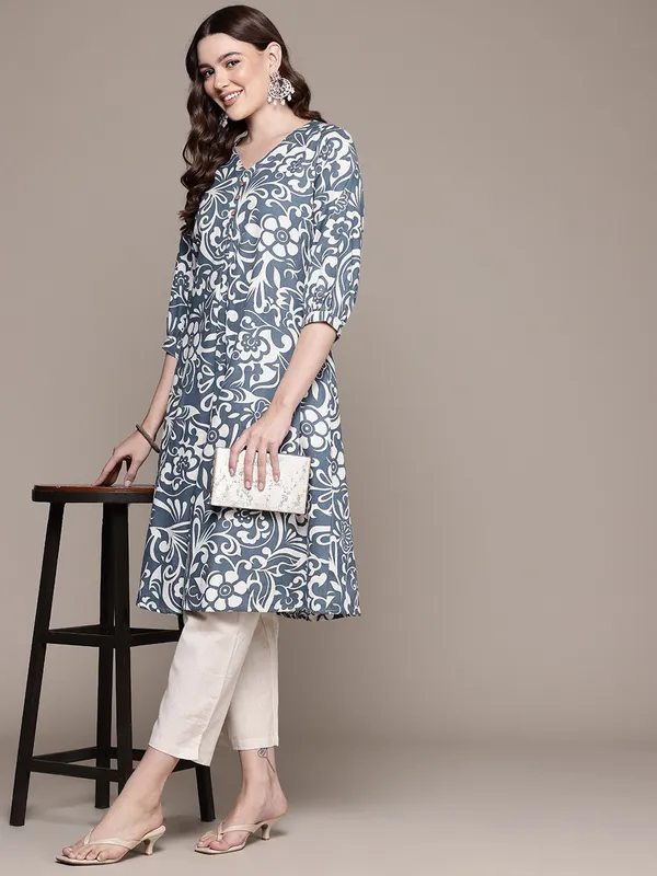 Grey printed kurti set for women
