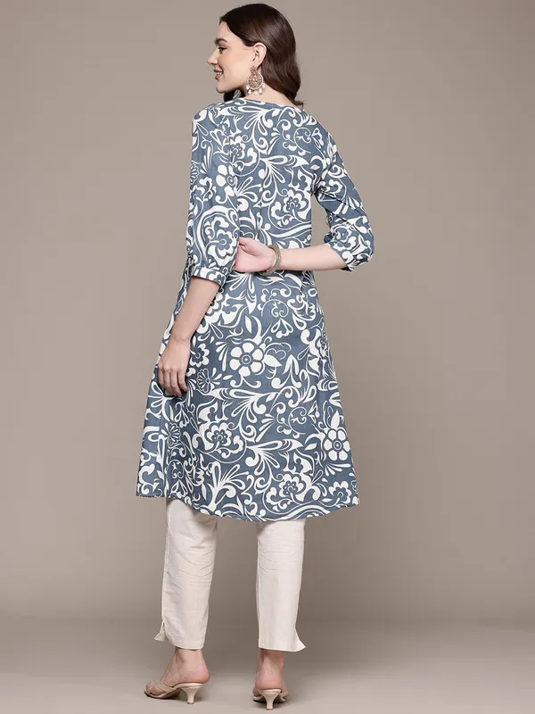 Grey printed kurti set for women