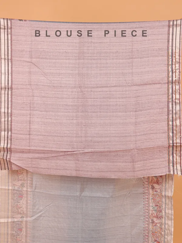 Grey printed semi cotton silk saree for festive