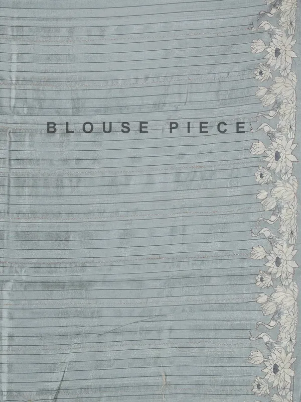 Grey printed semi silk saree for festival wear